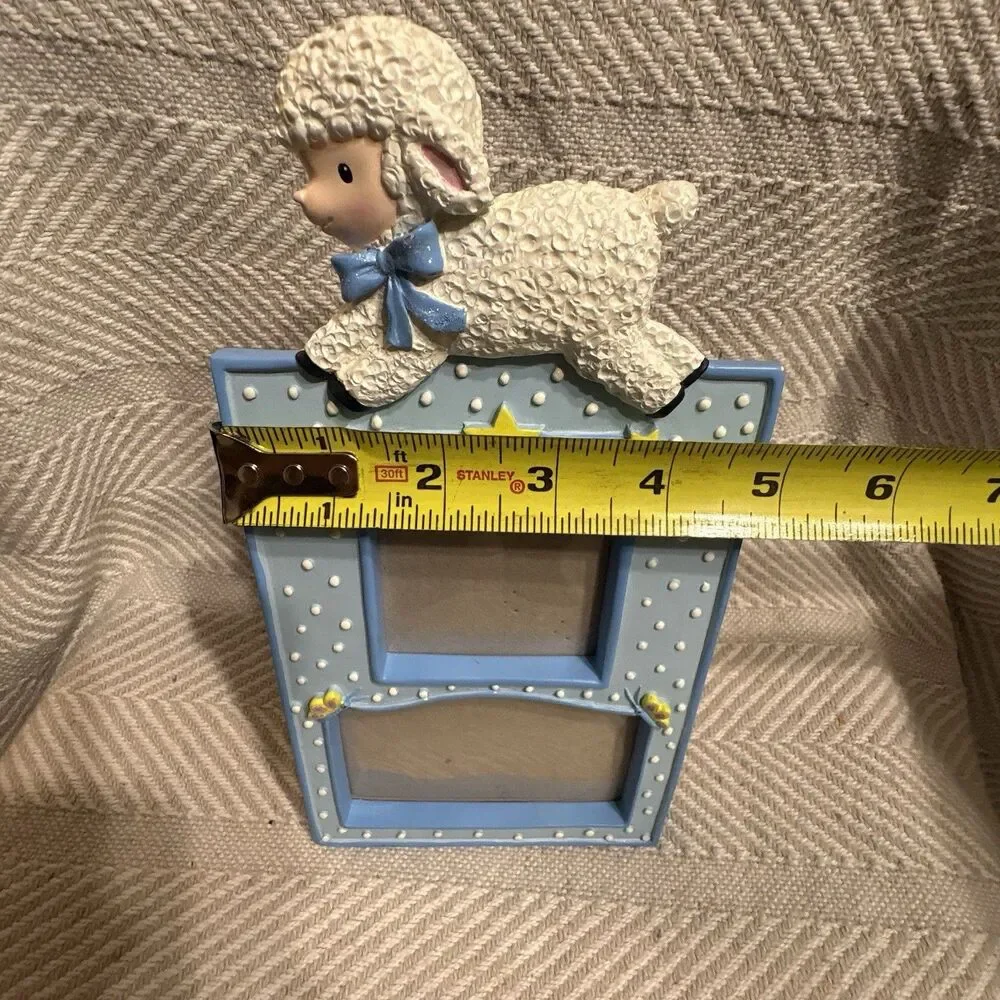 Vintage Birth Announcement Picture Frame Ceramic Little Lamb